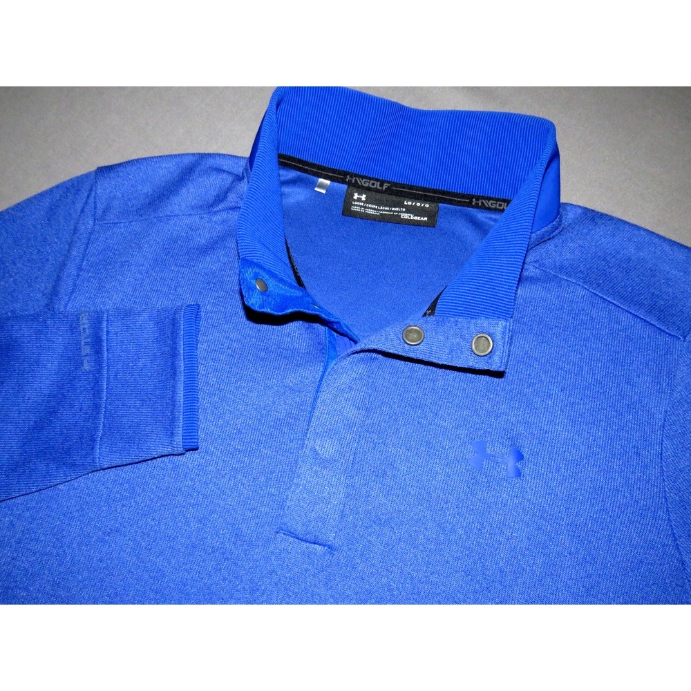 Under Armour Cold Gear GOLF Blue Knit Collared Snap Athletic Jacket Men's Large - Picture 1 of 7